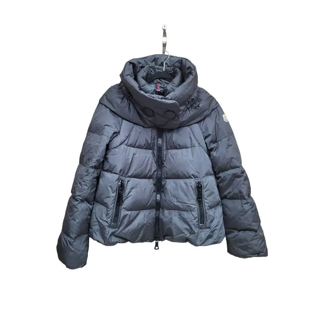 Moncler Womens Puffer Jacket Gray Solid Full Zip Down Quilt Turtleneck Button 1